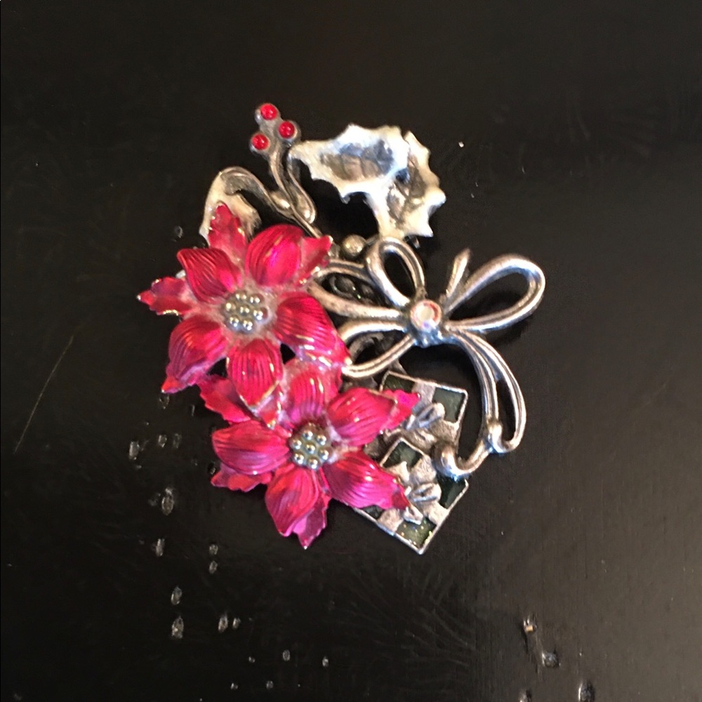 Vintage K.C. Christmas Poinsettia Brooch